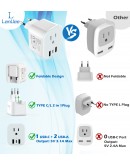 2 Pack European Travel Plug Adapter, LANUEE Italy Power Adapter with USB C Port, 2 in 1 Type C/L Foldable EU Outlet Adapter,Travel Accessories to Greece,Israel,France, Spain