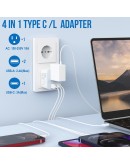 International Power Adaptor, LANUEE European Travel Plug Adapter with USB C Port, 2 in 1 Type L/C Foldable Outlet Adapter,Travel Accessories to EU,France, Spain, Italy,Greece,Israel