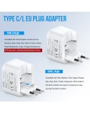 2 Pack European Travel Plug Adapter, LANUEE Italy Power Adapter with USB C Port, 2 in 1 Type C/L Foldable EU Outlet Adapter,Travel Accessories to Greece,Israel,France, Spain