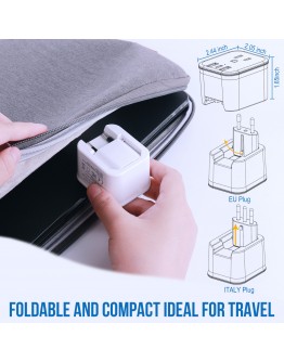 2 Pack European Travel Plug Adapter, LANUEE Italy Power Adapter with USB C Port, 2 in 1 Type C/L Foldable EU Outlet Adapter,Travel Accessories to Greece,Israel,France, Spain