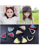 2 inch Felt Cat Ears Hair Clip, Glamfields 14pcs Cute Glitter Sparkly Small Hair Barrettes for Toddlers Girls Kids Party Cosplay