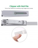 GLAMFIELDS Nail Clipper with Catcher, No Splash Fingernail Toenail Clipper Stainless Steel Nail Cutter Nail Trimmer for Men and Women, Packed with Leather Pouch, Silver